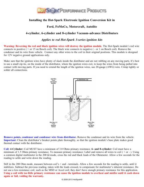 Installing the Hot-Spark Ignition in Ford - Hot-Spark Performance ...