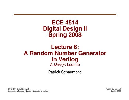 A Random Number Generator In Verilog