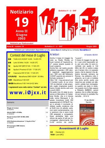 w w w . i Ã j x x . i t Notiziario - I0JXX