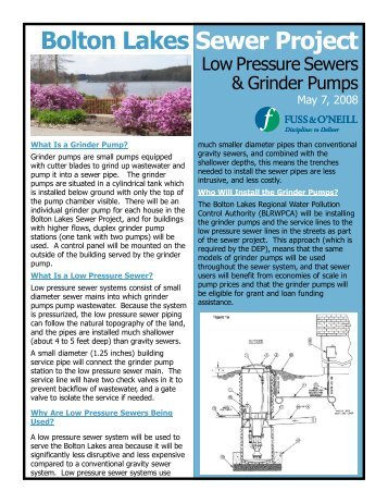 Low Pressure Sewers & Grinder Pumps - Town of Vernon