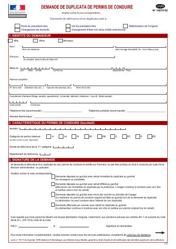 DEMANDE DE DUPLICATA DE PERMIS DE CONDUIRE - Massy