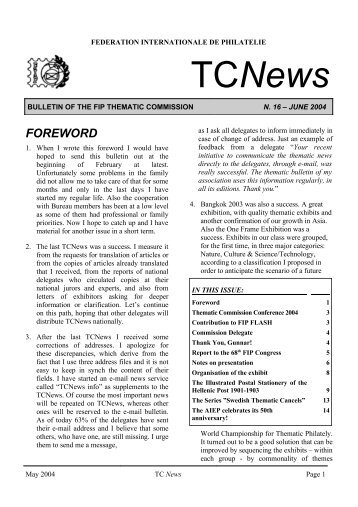TCNews 16 - FIP Thematic Commision