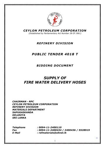 Tender Document - Ceylon Petroleum Corporation