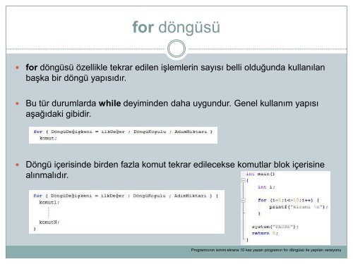 C Programlama Program AkÄ±Å Kontrolleri