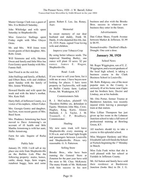 The Pioneer News, 1920 - Bullitt County Public Library