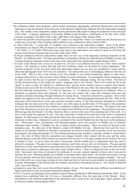 list of evidences 10d Barrie - The Shroud of Turin Website