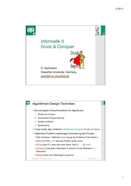 Informatik II Divide & Conquer - TU Clausthal