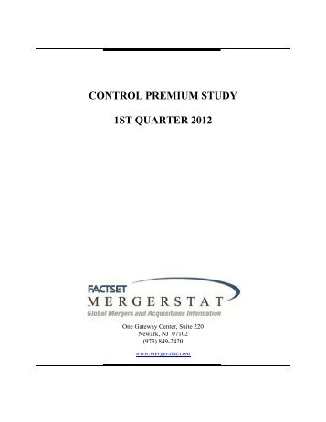 CONTROL PREMIUM STUDY 1ST QUARTER 2012 - BVMarketData