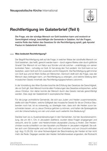 Rechtfertigung im Galaterbrief (Teil I)