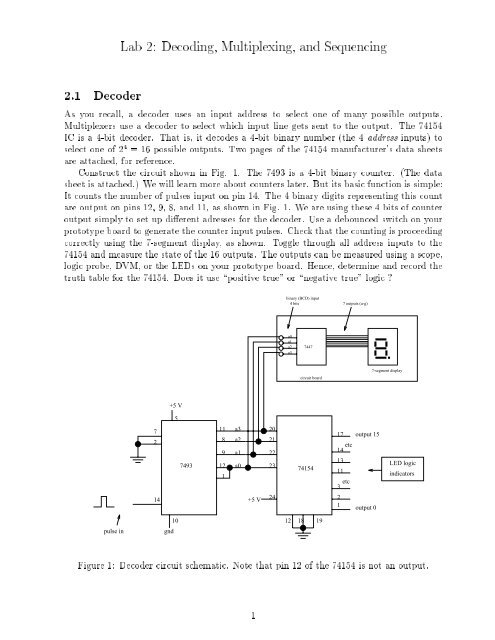 Lab 2: Decoding, Multiplexing, and Sequencing 2.1 Decoder