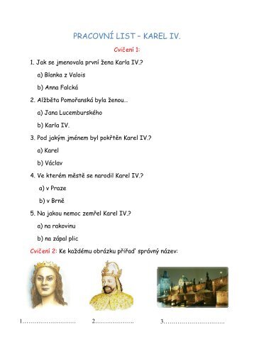 PRACOVNÍ LIST – KAREL IV.