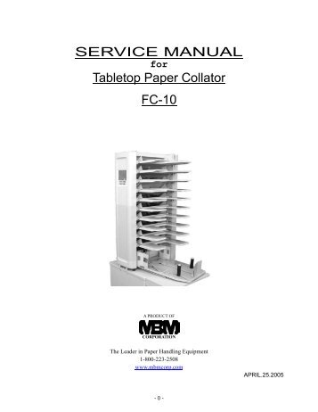 SERVICE MANUAL Tabletop Paper Collator FC-10