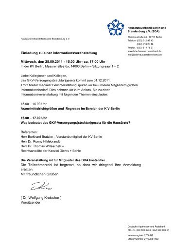 Veranstaltung - Hausärzteverband Berlin und Brandenburg ev(Bda)