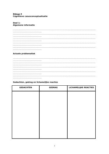 Bijlage E Cognitieve casusconceptualisatie - Psychologen praktijk ...