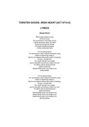 TORSTEN GOODS: IRISH HEART (ACT 9714-2) LYRICS
