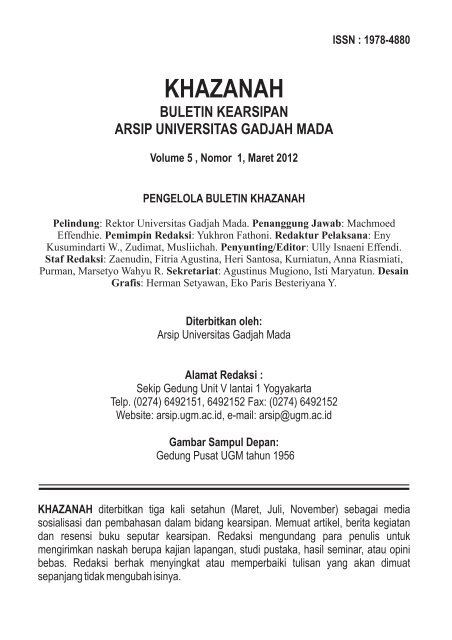 Buletin Khazanah Maret 2012 - Arsip UGM - Universitas Gadjah Mada