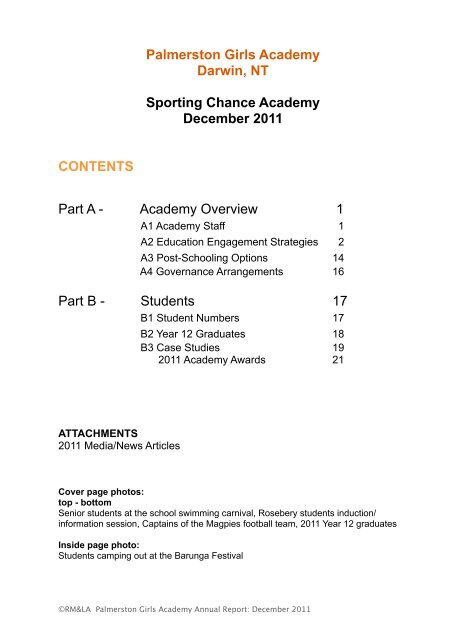 Palmerston 2011 Annual Report - Palmerston Girls Academy