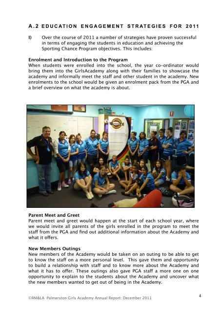 Palmerston 2011 Annual Report - Palmerston Girls Academy