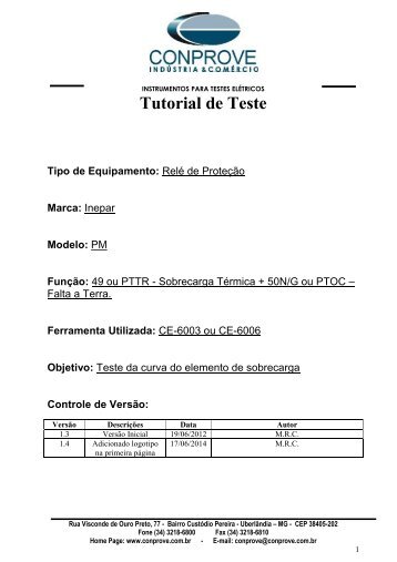 Tutorial Teste Rele INEPAR PM Sobrecarga Termica CE6006 ...