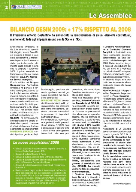 IMPORTANTE INFORMAZIONE PER I SOCI - Pro.Ges.