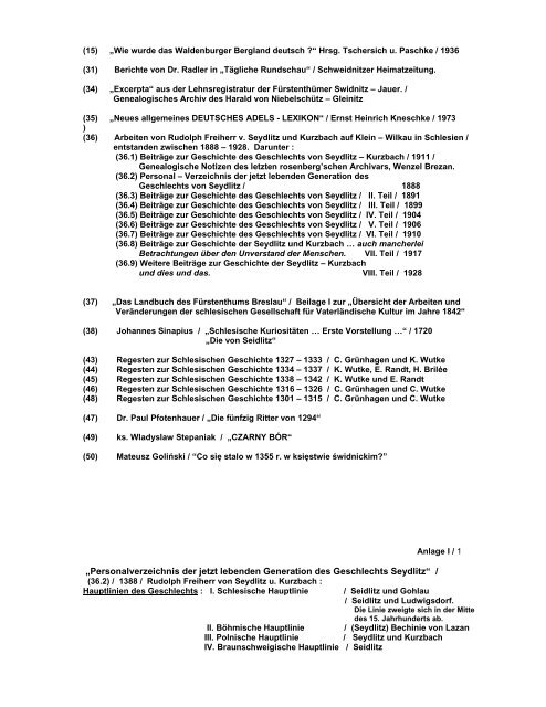 DAS GESCHLECHT VON SEYDLITZ / VON SEIDLITZ - Böhm-Chronik