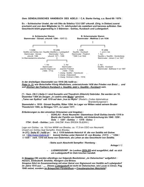 DAS GESCHLECHT VON SEYDLITZ / VON SEIDLITZ - Böhm-Chronik