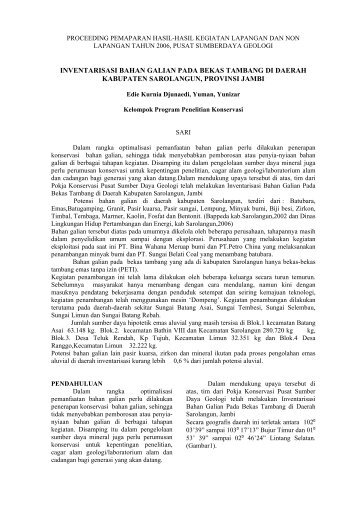 inventarisasi bahan galian pada bekas tambang di daerah ...