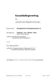 Vertrag zur Kurzzeitpflege - Evangelisches Christophoruswerk eV