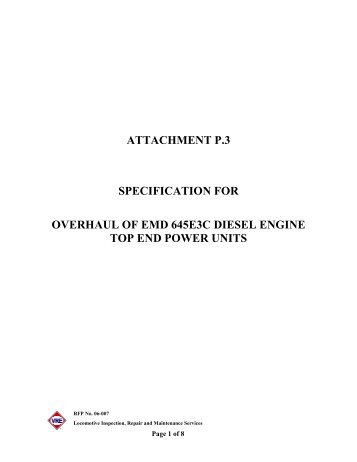 ATTACHMENT P.3 SPECIFICATION FOR OVERHAUL OF EMD ...