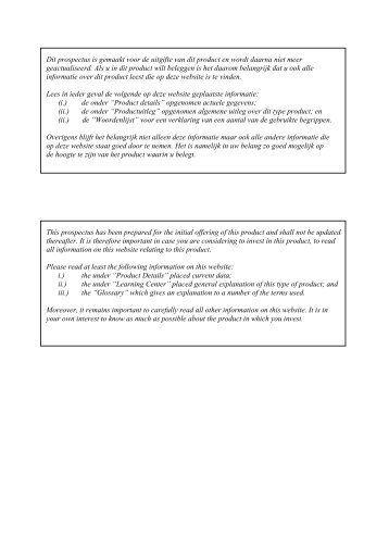 Dit prospectus is gemaakt voor de uitgifte van dit product en ... - Iex