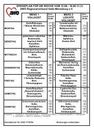 MenÃ¼plan - AWO Regionalverband Halle-Merseburg eV