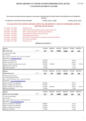 HOTEL ROOMS AT UNITED NATIONS PREFERENTIAL RATES