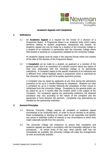 Academic Appeals and Complaints Procedure - Newman University ...