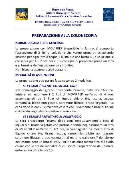 caffè nella dieta per colonscopia