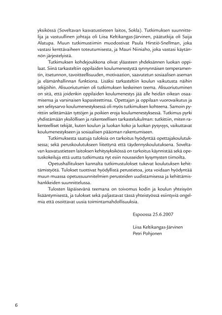 Koulu, syrjäytyminen ja sosiaalinen pääoma 2007 - Sitra