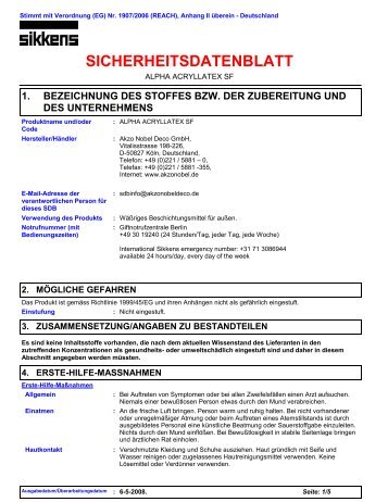 SICHERHEITSDATENBLATT - Sikkens Shop