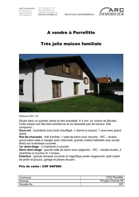 A vendre à Perrefitte Très jolie maison familiale - Immo Jura