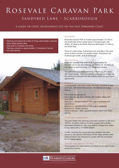 Rosevale Caravan Park Hll Humberts Leisure