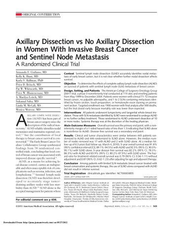 Axillary Dissection vs No Axillary Dissection in Women With Invasive ...