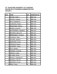 PRE-ENTRY SELECTION - Saint Augustine University of Tanzania