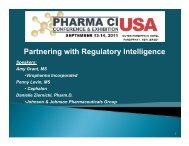 Partnering with Regulatory Intelligence - Pharma CI Conference