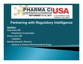 Partnering with Regulatory Intelligence - Pharma CI Conference