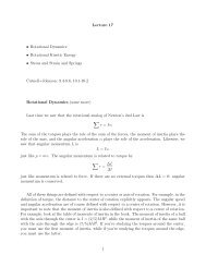 Lecture 17 â¢ Rotational Dynamics â¢ Rotational Kinetic Energy ...