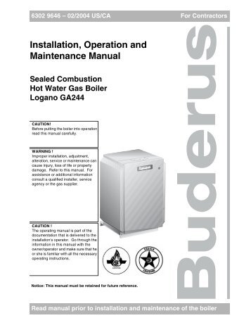 Buderus GA244/44 Installation Manual