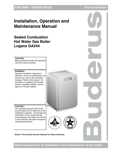 Buderus Ga244 44 Installation Manual