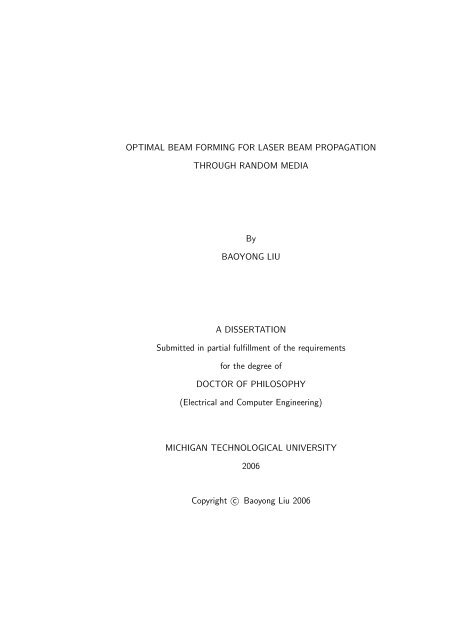 OPTIMAL BEAM FORMING FOR LASER BEAM PROPAGATION ...