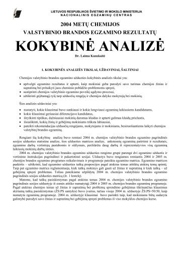 KOKYBINÄ ANALIZÄ - Nacionalinis egzaminÅ³ centras