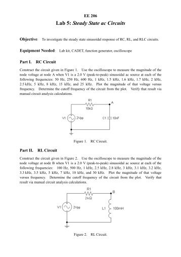 Lab 5: Steady State ac Circuits