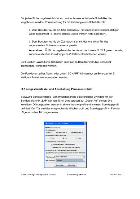 KURZANLEITUNG FÃR DEN SECCOR KEY MANAGER