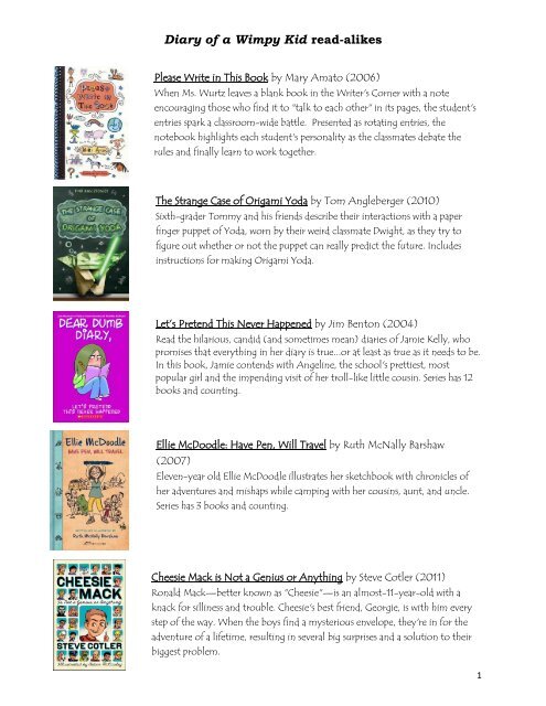 Diary Of A Wimpy Kid Read Alikes Hillsboro Public Library